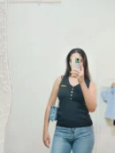Black Ribbed Sleeves Less  Top Bust 34-36