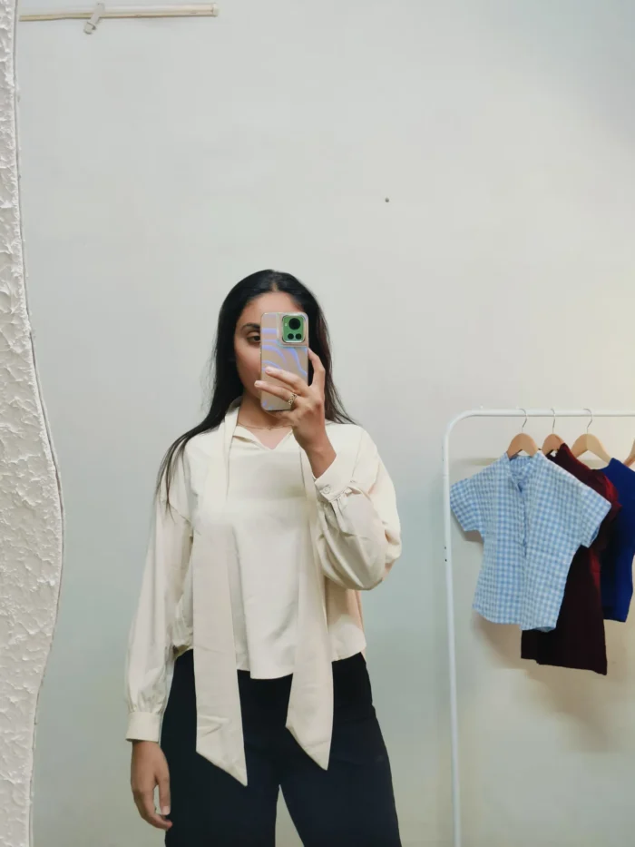 Cream Shirt Front Knot - Bust utpo 36 - Image 2