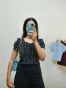 Black Polka Dot Crop Top - Bust upto 34