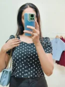 Black Polka Dot Crop Top - Bust upto 34