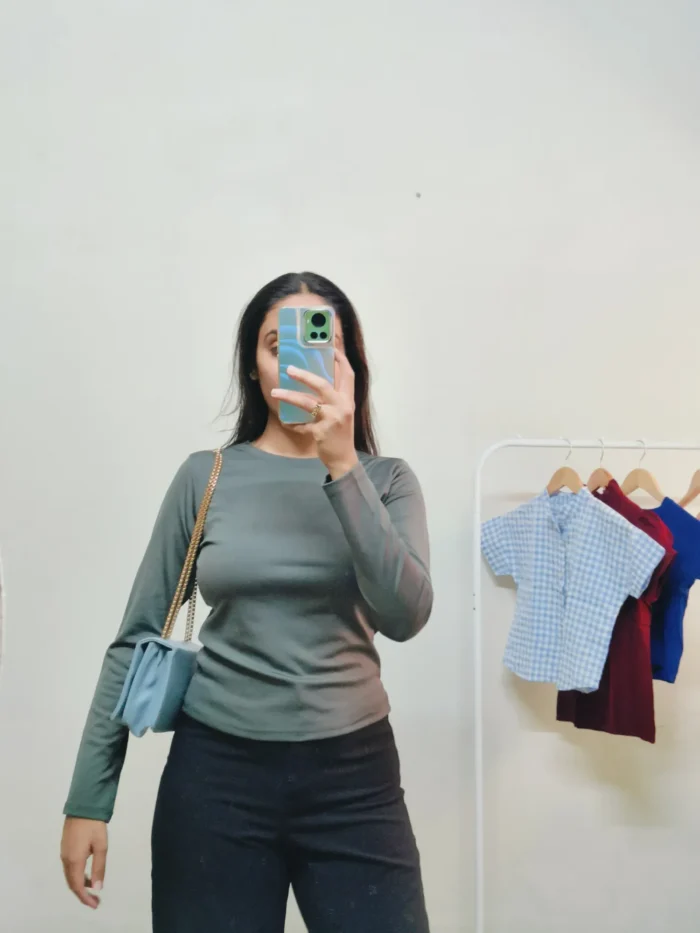 Grey Full Sleeves Top Bust upto 36