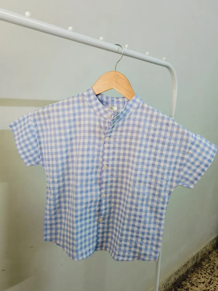 Blue Checkered Crop Top - Bust upto 30