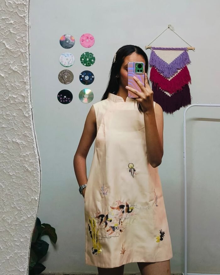 Peach Embroided Dress - Bust Upto 32