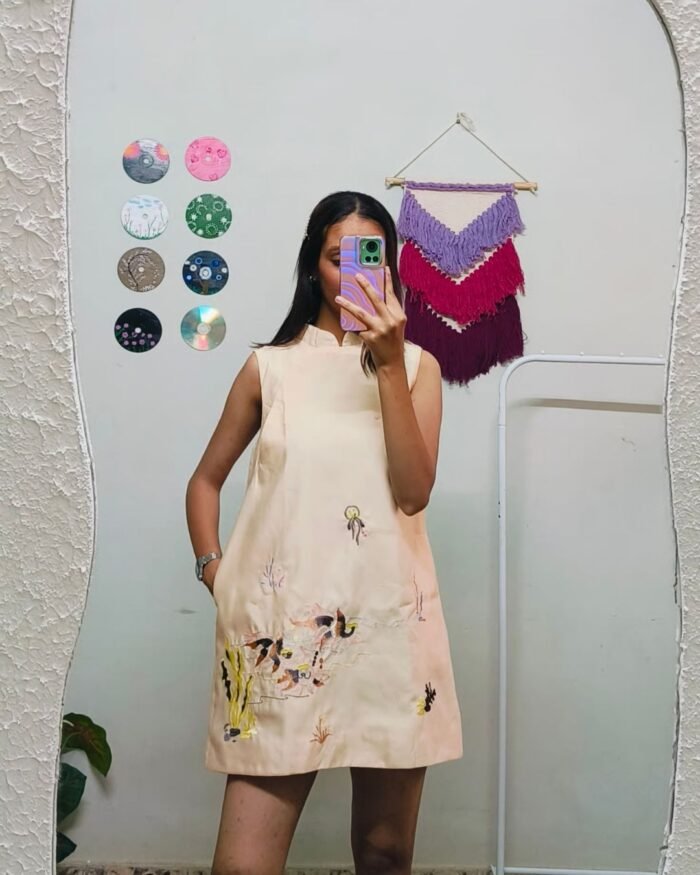 Peach Embroided Dress - Bust Upto 32 - Image 2