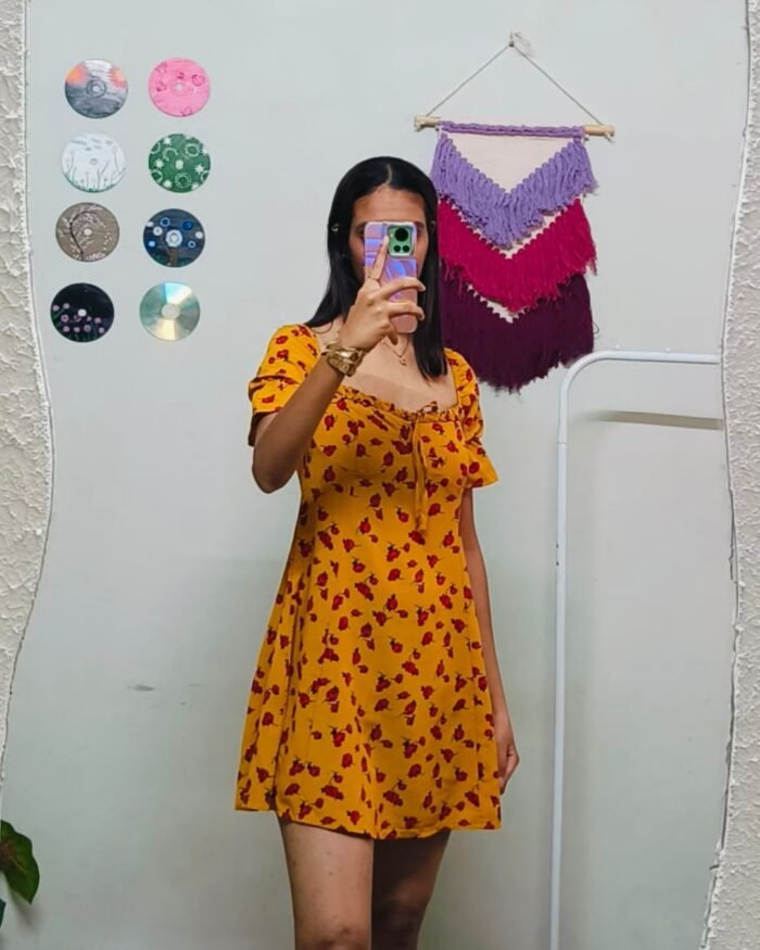 Yellow Floral Dress - Bust 30